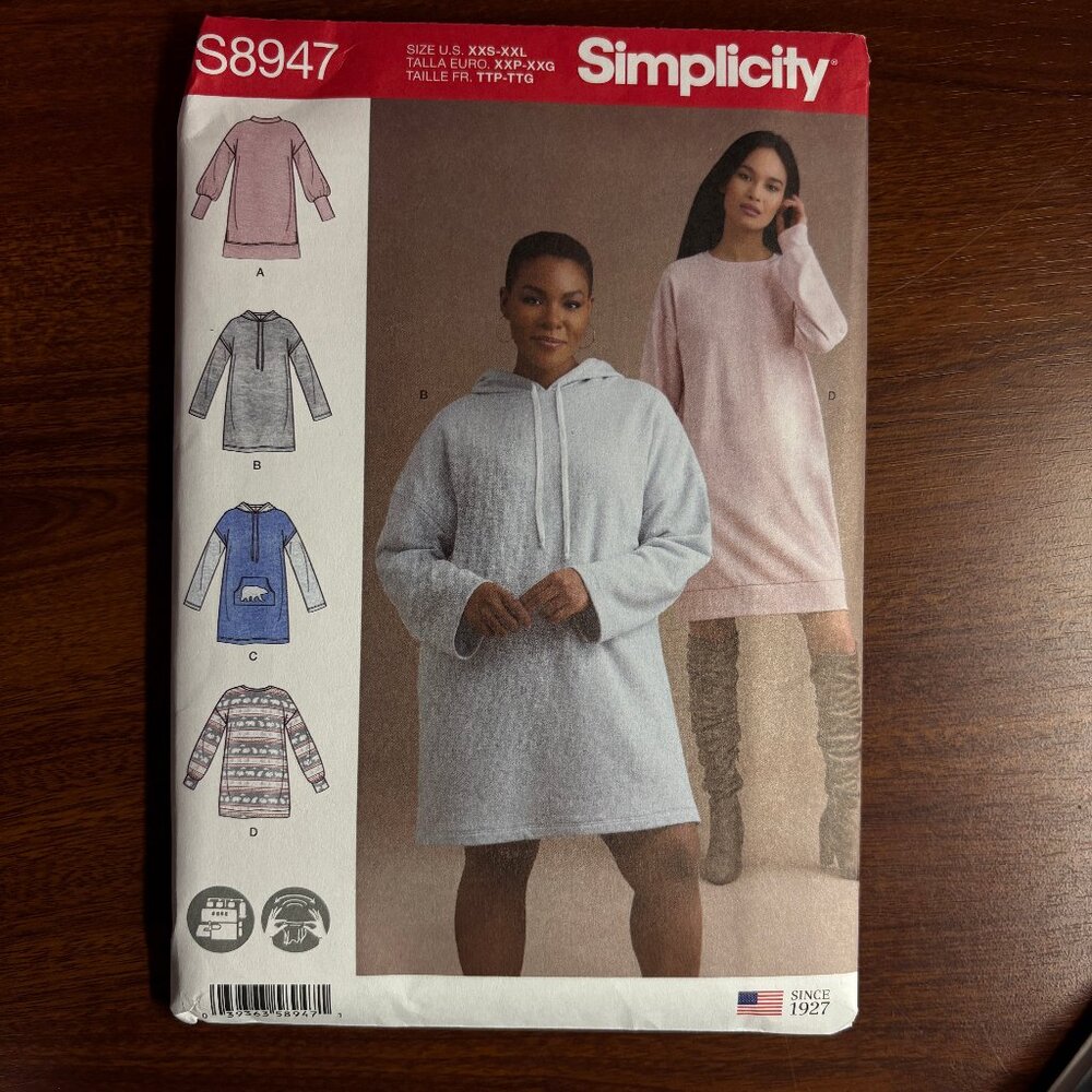 Simplicity Pattern S8947 for Misses' Knit Sweatshirt and Dresses